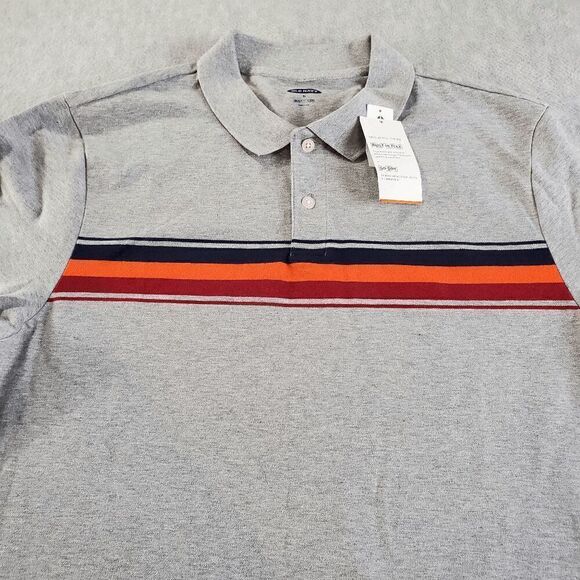Old Navy Golf Polo Shirt Mens XL Gray Chest Stripes Built-in Flex Slit Collared - Picture 6 of 10